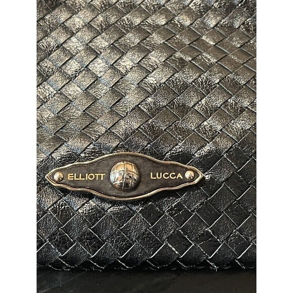 Elliot Lucca Woven black Baguette Bag Purse With Woven Strap, Clutch/ Crossbody - Picture 2 of 7